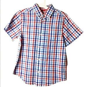 NWT Americana XS 4/5 Button-Down Shirt Plaid Gingham Red White Blue Boys July